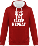 Sweat Homme Dive Eat Sleep Repeat - Rouge / Capuche blanche