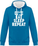 Sweat Homme Dive Eat Sleep Repeat - Turquoise / Capuche blanche