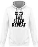 Sweat Homme Dive Eat Sleep Repeat - Blanc / Capuche grise