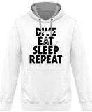 Sweat Homme Dive Eat Sleep Repeat - Blanc / Capuche grise