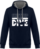 Sweat Homme Shut Up and Dive - Bleu marine / Capuche grise