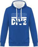 Sweat Homme Shut Up and Dive - Bleu / Capuche blanche