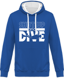 Sweat Homme Shut Up and Dive - Bleu / Capuche blanche