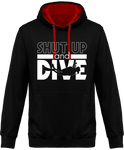 Sweat Homme Shut Up and Dive - Noir / Capuche rouge