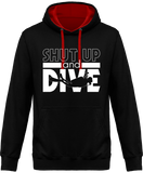 Sweat Homme Shut Up and Dive - Noir / Capuche rouge
