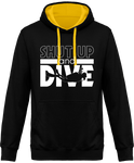 Sweat Homme Shut Up and Dive - Noir / Capuche jaune
