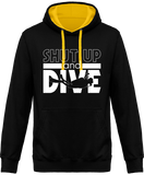 Sweat Homme Shut Up and Dive - Noir / Capuche jaune