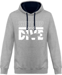Sweat Homme Shut Up and Dive - Gris / Capuche bleu marine