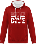 Sweat Homme Shut Up and Dive - Rouge / Capuche blanche