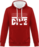 Sweat Homme Shut Up and Dive - Rouge / Capuche blanche