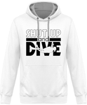 Sweat Homme Shut Up and Dive - Blanc / Capuche grise