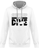 Sweat Homme Shut Up and Dive - Blanc / Capuche grise