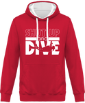 Sweat Homme Shut Up and Dive - Fuchsia / Capuche blanche