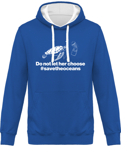 Sweat Homme Save the Oceans - Bleu / Capuche blanche