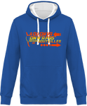 Sweat Homme Là où on va, on n'a pas besoin de bouteilles - Bleu / Capuche blanche