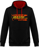 Sweat Homme Là où on va, on n'a pas besoin de bouteilles - Noir / Capuche rouge