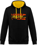 Sweat Homme Là où on va, on n'a pas besoin de bouteilles - Noir / Capuche jaune