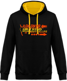 Sweat Homme Là où on va, on n'a pas besoin de bouteilles - Noir / Capuche jaune