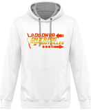 Sweat Homme Là où on va, on n'a pas besoin de bouteilles - Blanc / Capuche grise