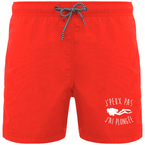 Short de Bain Homme J'peux pas, j'ai plongée - Orange fluo