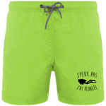 Short de Bain Homme J'peux pas, j'ai plongée - Vert anis