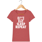 T-Shirt Femme Dive Eat Sleep Repeat - Rouge chiné