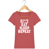 T-Shirt Femme Dive Eat Sleep Repeat - Rouge chiné