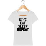 T-Shirt Femme Dive Eat Sleep Repeat - Blanc