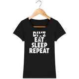 T-Shirt Femme Dive Eat Sleep Repeat - Noir