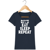 T-Shirt Femme Dive Eat Sleep Repeat - Bleu marine