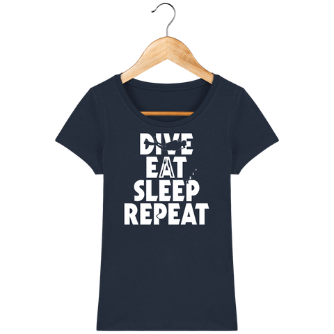 T-Shirt Femme Dive Eat Sleep Repeat - Bleu marine