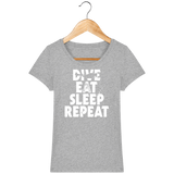 T-Shirt Femme Dive Eat Sleep Repeat - Gris chiné