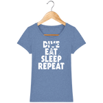 T-Shirt Femme Dive Eat Sleep Repeat - Bleu chiné