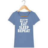 T-Shirt Femme Dive Eat Sleep Repeat - Bleu chiné