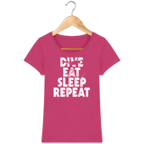 T-Shirt Femme Dive Eat Sleep Repeat - Rose fuchsia