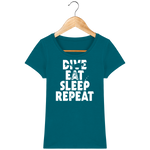 T-Shirt Femme Dive Eat Sleep Repeat - Bleu canard