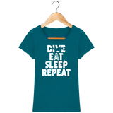 T-Shirt Femme Dive Eat Sleep Repeat - Bleu canard