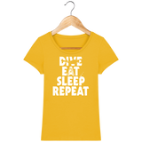 T-Shirt Femme Dive Eat Sleep Repeat - Jaune