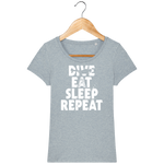 T-Shirt Femme Dive Eat Sleep Repeat - Bleu glacier chiné