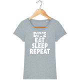 T-Shirt Femme Dive Eat Sleep Repeat - Bleu glacier chiné