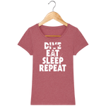 T-Shirt Femme Dive Eat Sleep Repeat - Framboise chiné