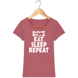 T-Shirt Femme Dive Eat Sleep Repeat - Framboise chiné