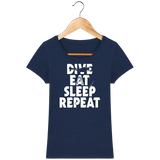 T-Shirt Femme Dive Eat Sleep Repeat - Bleu nuit chiné