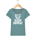 T-Shirt Femme Dive Eat Sleep Repeat - Vert eucalyptus chiné