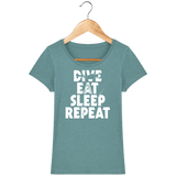 T-Shirt Femme Dive Eat Sleep Repeat - Vert eucalyptus chiné