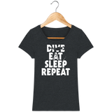 T-Shirt Femme Dive Eat Sleep Repeat - Noir chiné