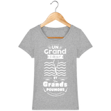 T-Shirt Femme Un grand cœur et des grands poumons - Gris chiné