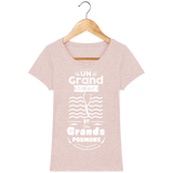 T-Shirt Femme Un grand cœur et des grands poumons - Rose poudré chiné