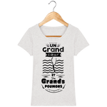 T-Shirt Femme Un grand cœur et des grands poumons - Gris clair chiné