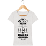 T-Shirt Femme Un grand cœur et des grands poumons - Gris clair chiné